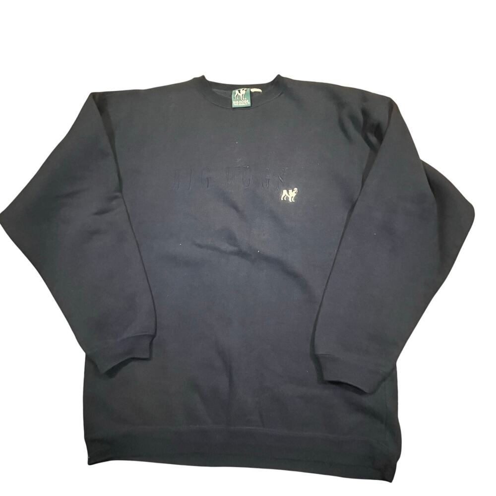Vintage Big Dogs Crewneck Sweatshirt Mens XL Navy Blue Embroidered Spellout